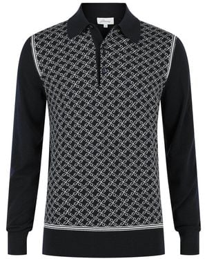 Brioni Long Sleeve Wool Polo - Black