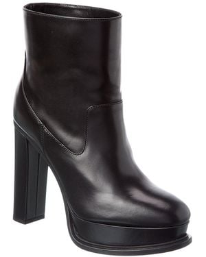 McQueen Boxcar Leather Platform Boot - Black