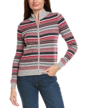 Kier + J Kier + J Fairisle Zip Wool & Cashmere-Blend Cardigan - Red
