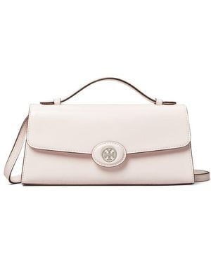 Tory Burch Robinson Spazzolato Top Handle Leather Chain Wallet - Natural