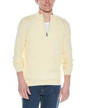 RAFFI English Rib 1/4-Zip Mock Neck Jumper - Natural