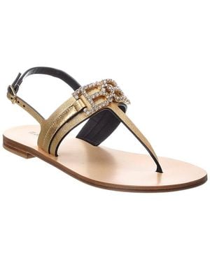 Bally Logo Positano Leather Flat Sandal - Metallic