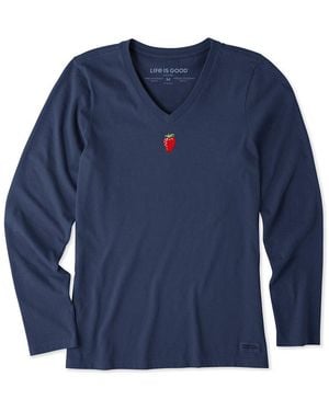 Life Is Good. Crusher V-Neck T-Shirt - Blue