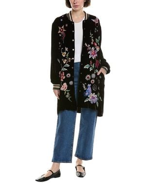 Johnny Was Velvet Silk-Blend Bomber Jacket - Black
