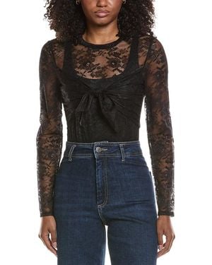 Toccin Giselle Tie Front Lace Bodysuit - Black