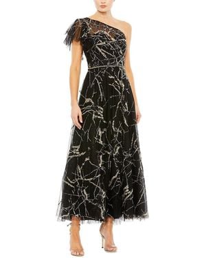 Mac Duggal Two Tone One Shoulder A Line Dress - Black