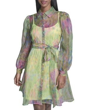 KARL LAGERFELD Organza Shirtdress Dress - Green