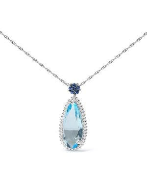 Haus of Brilliance Colourful Gemstones 18K 14.17 Ct. Tw. Diamond & Topaz Pendant Necklace - Blue