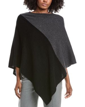 Forte Cashmere Colorblocked Cashmere Poncho - Black