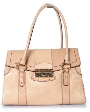 Dolce & Gabbana Grained Leather Handbag (Authentic Pre-Loved) - Natural