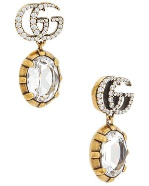 Gucci Gg Marmont Crystal Earrings - Metallic