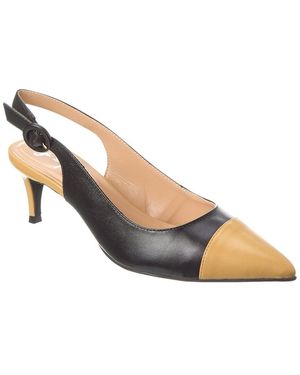 French Sole Skylar Leather Slingback Pump - Metallic