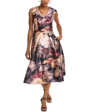 Aidan Mattox V-Neck Cap Sleeve Dress - Red