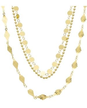 Italian Gold Over Silver 18K Plated Multi Strand Necklace - Metallic