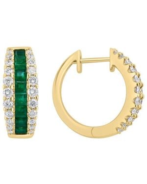 Effy Fine Jewelry 14K 2.15 Ct. Tw. Diamond & Emerald Earrings - Metallic
