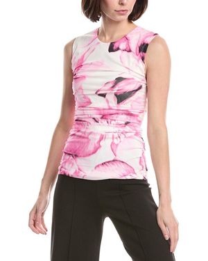 Kenneth Cole Floral Side Ruched Top - Pink
