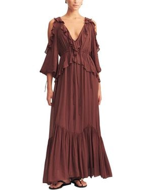 Shona Joy Blair Ruffle Drawstring Maxi Dress - Red
