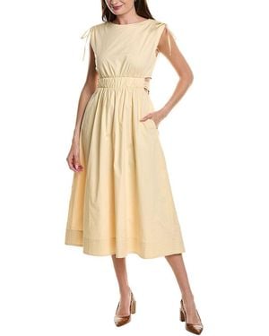 Kenneth Cole Tie Waist Midi Dress - Natural