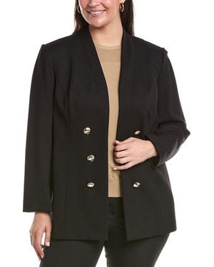 Anne Klein Plus Funnel Neck Jacket - Black