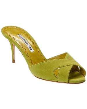 Manolo Blahnik Mumbimu 70 Suede Mule - Yellow