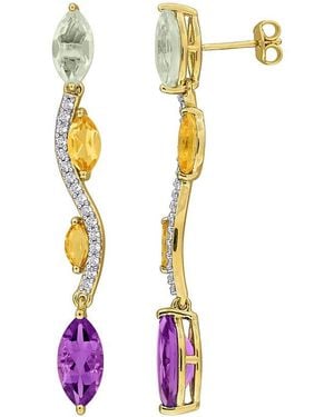 Rina Limor Plated 7.26 Ct. Tw. Gemstone Earrings - Metallic