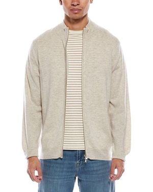 Brodie Cashmere Zip Up Wool & Cashmere-Blend Funnel Neck Cardigan - Natural