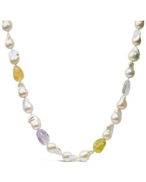 Haus of Brilliance Colourful Gemstones 14K Gemstone & Pearl Strands Necklace - Metallic