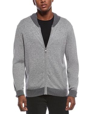 Kier + J University Wool & Cashmere-Blend Zip-Up Cardigan - Grey