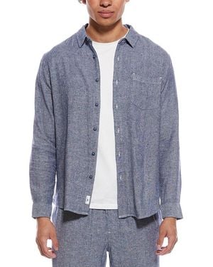 Vintage Summer Long Sleeve Linen-Blend Shirt - Blue