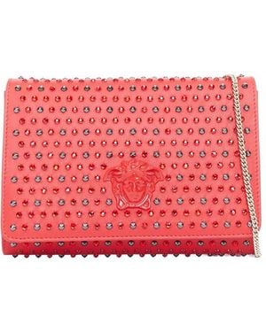 Versace Leather Crystal Palazzo Medusa Embellished Crossbody (Authentic Pre-Loved) - Red