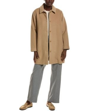 Eileen Fisher Classic Collar Wool Coat - Natural
