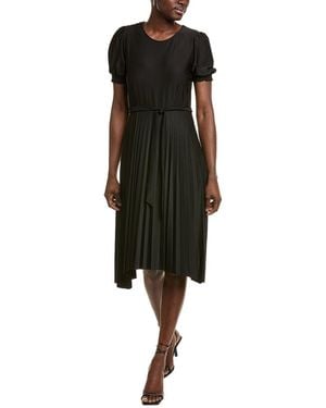 Sharagano Puff Sleeve Midi Dress - Black