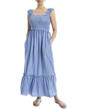 Max Studio Smocked Bodice Tiered Maxi Dress - Blue