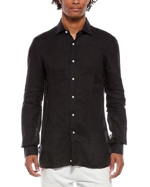 Isaia Milano Mix Linen Dress Shirt - Black