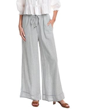 Max Studio Wide Leg Drawstring Linen-Blend Pant - Gray