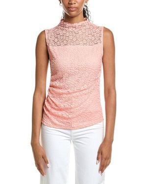 Kenneth Cole Stretch Lace Drape Mock Neck Tank - Pink