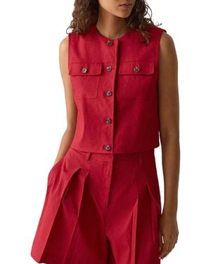 Theory Linen-Blend Vest - Red