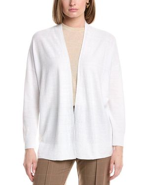 Eileen Fisher Long Linen-Blend Cardigan - White