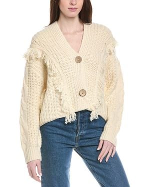 Line & Dot Sade Fringe Wool-Blend Cardigan - Blue