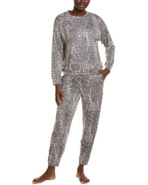 DKNY 2Pc Long Sleeve Top & Jogger Sleep Set - Grey