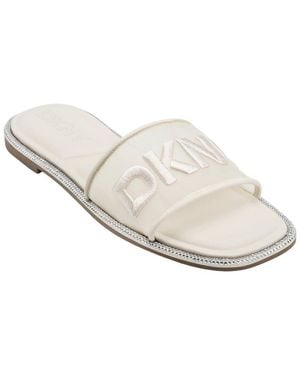 DKNY Badin Logo Flat Slide - White
