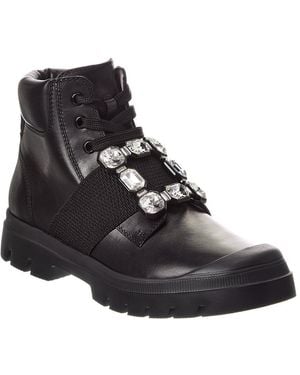 Roger Vivier Walkaiviv Lace-Up Leather Bootie - Black