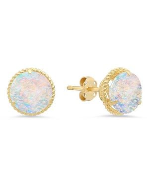 MaxColor 14k 1.30 Ct. Tw. Lab-grown Opal Halo Studs - Metallic