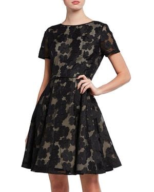 Shani Fit & Flare Novelty Embroidered Midi Dress - Black