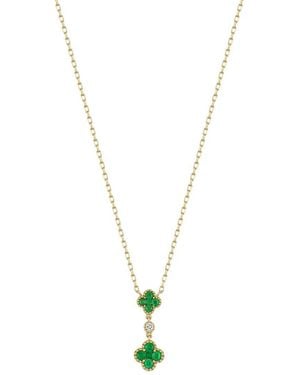 Bony Levy El Mar 18K 0.39 Ct. Tw. Diamond & 10 Emerald Pendant Necklace - Metallic