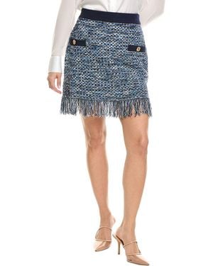 MILLY Kali Tweed Wool-Blend Skirt - Blue