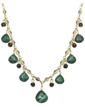 Rachel Reinhardt Jewelry Malachite Droplet Necklace - Metallic