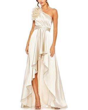 Mac Duggal Ruffled One Shoulder Cut Out Hi-Low Gown - Natural