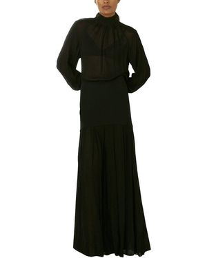 Reiss Octivia Sheer Jersey Woven Dress - Black