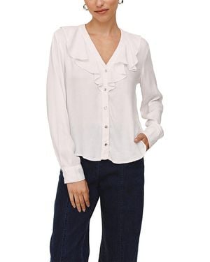 Bella Dahl Ruffle V-Neck Button Up - White